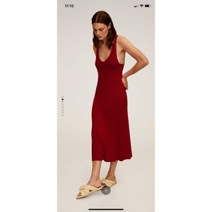 NWT Mango Ribbed Midi Dress wine red size 2